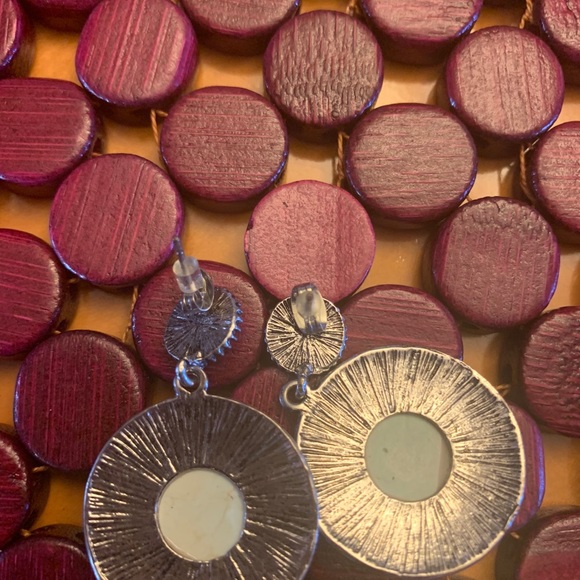 Hand painted Grecian symbol turquoise earrings - Picture 4 of 4